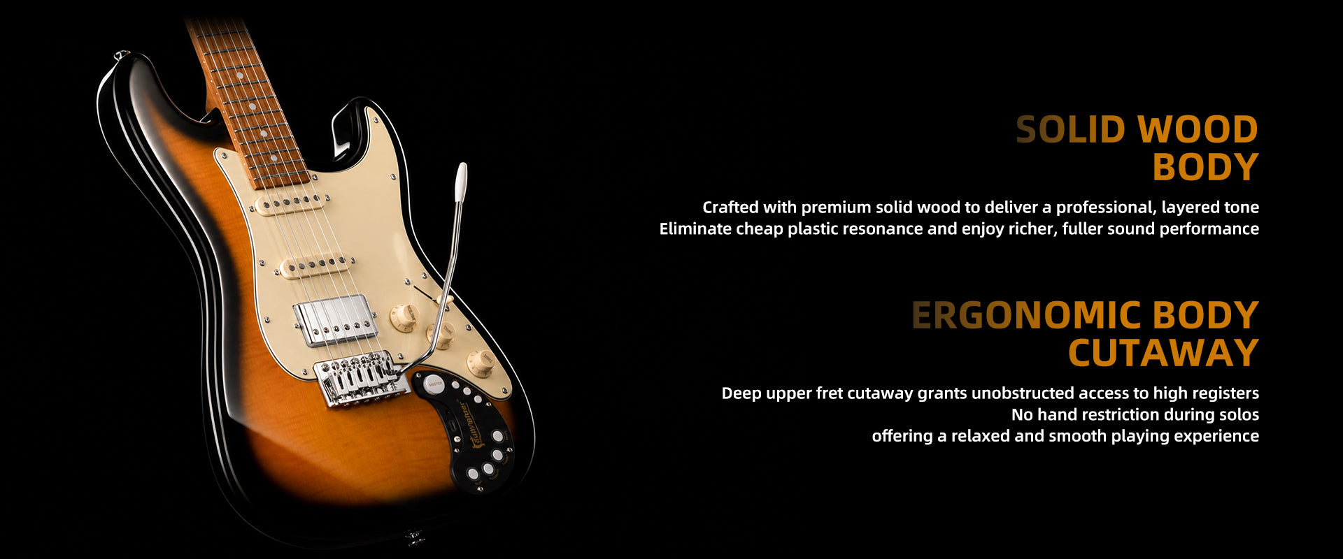 Bullfighter D160SE solid wood body and ergonomic cutaway, rich layered tone, comfortable high‑note playing