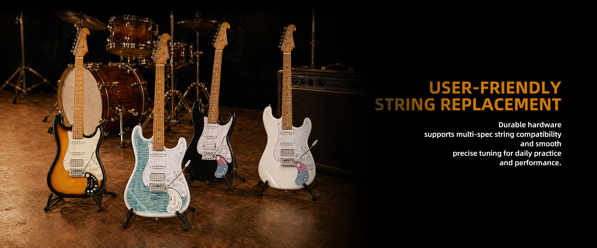 Bullfighter D160SE electric guitar durable hardware, easy string replacement and precise tuning