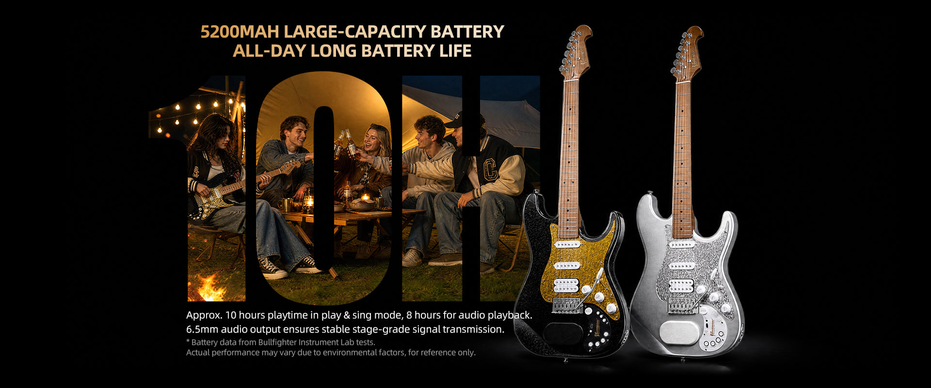 Bullfighter VibeT3 5200mAh large‑capacity battery, long playtime with stable 6.5mm audio output