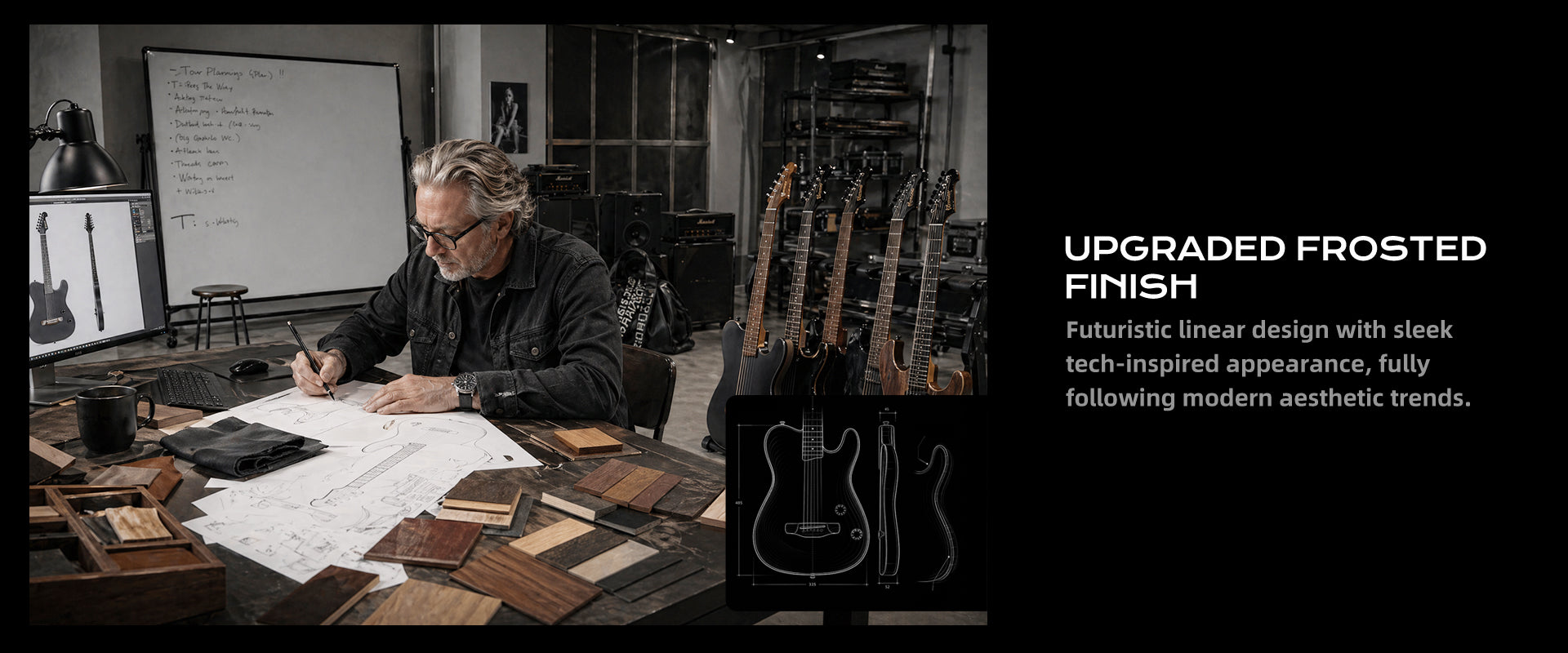 Bullfighter K6 silent acoustic electric guitar with upgraded frosted finish and futuristic linear design
