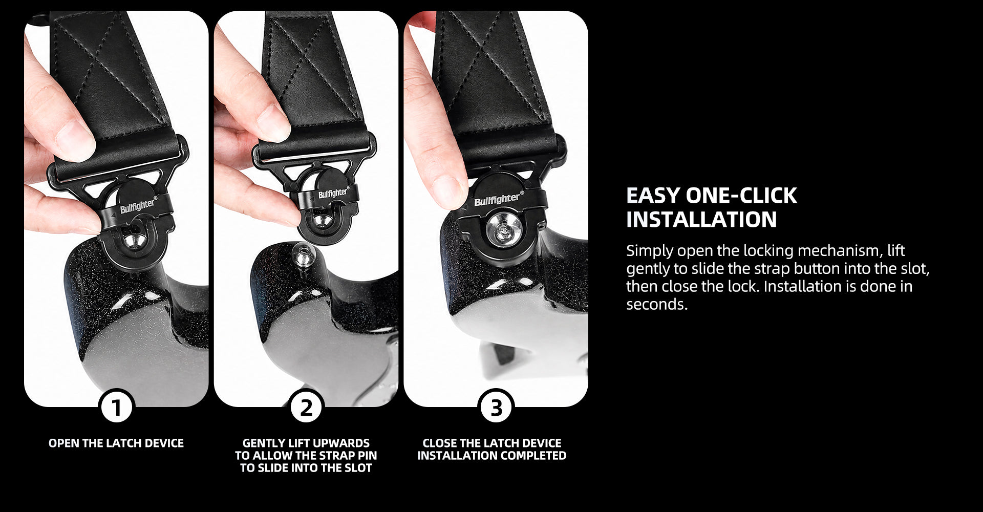Bullfighter SL-16 Locking Guitar Strap - One-click quick installation