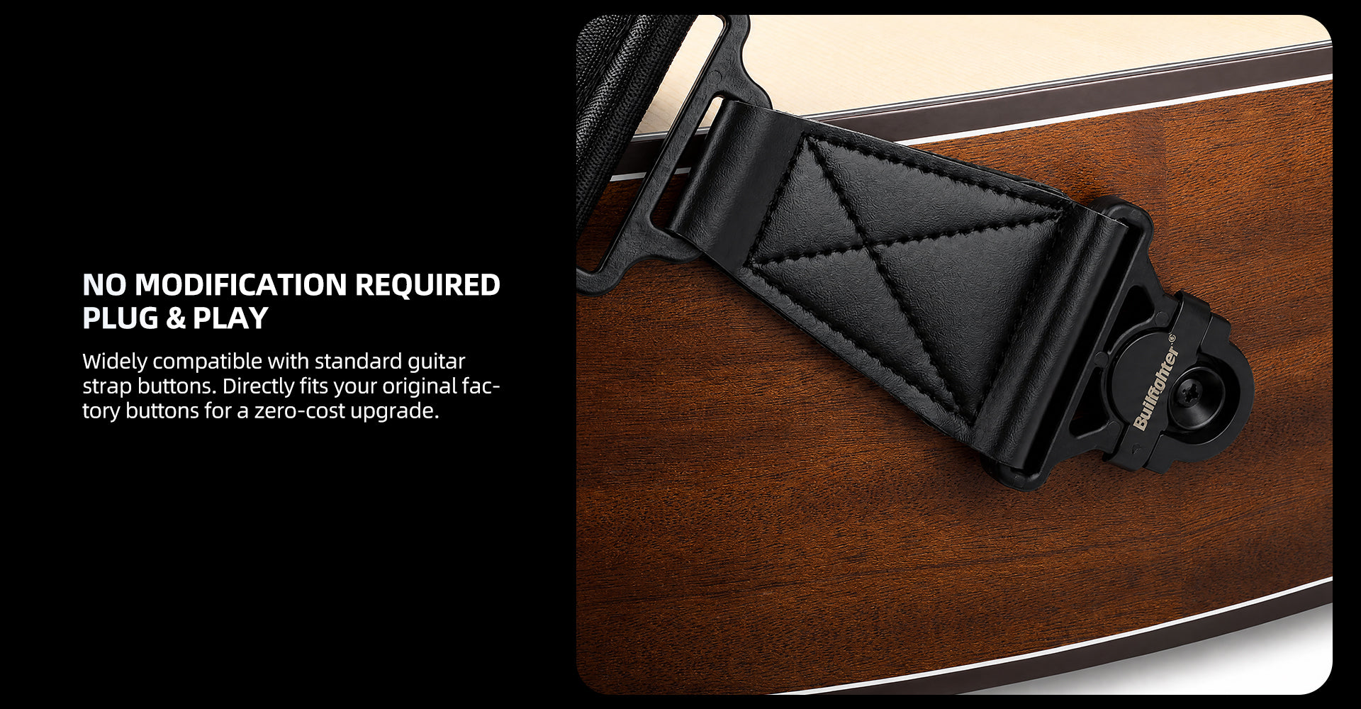 Bullfighter SL-16 Locking Guitar Strap - Plug & play, wide compatibility
