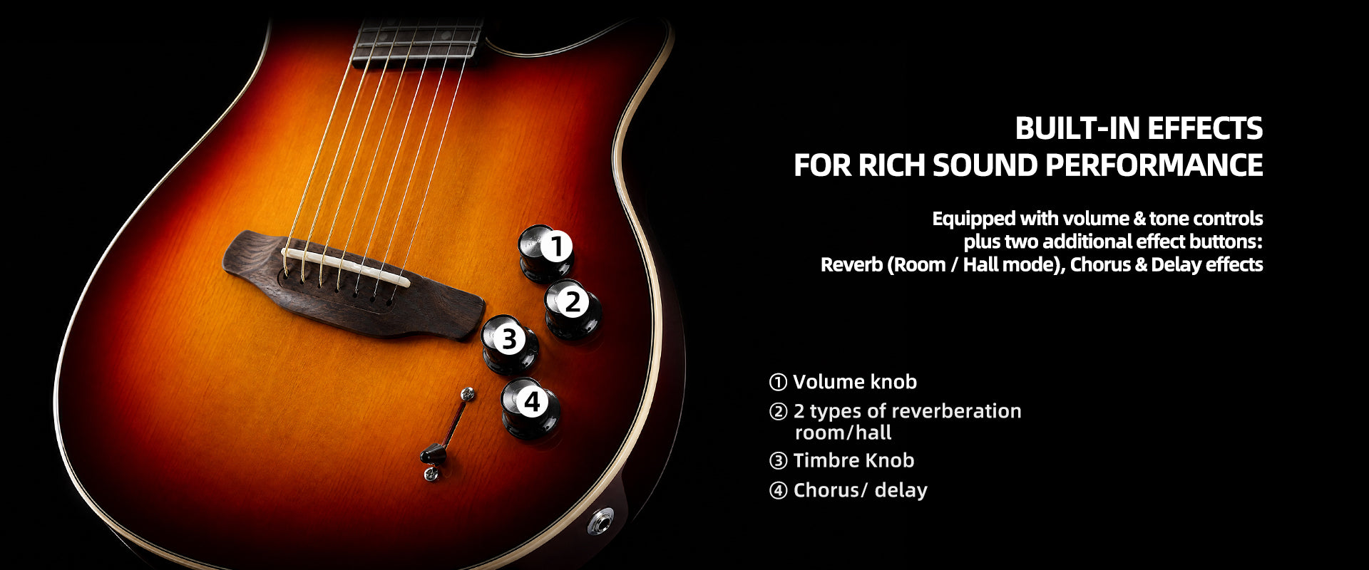 Bullfighter K10 Silent Electric Guitar, built‑in reverb chorus delay effects, volume and tone controls
