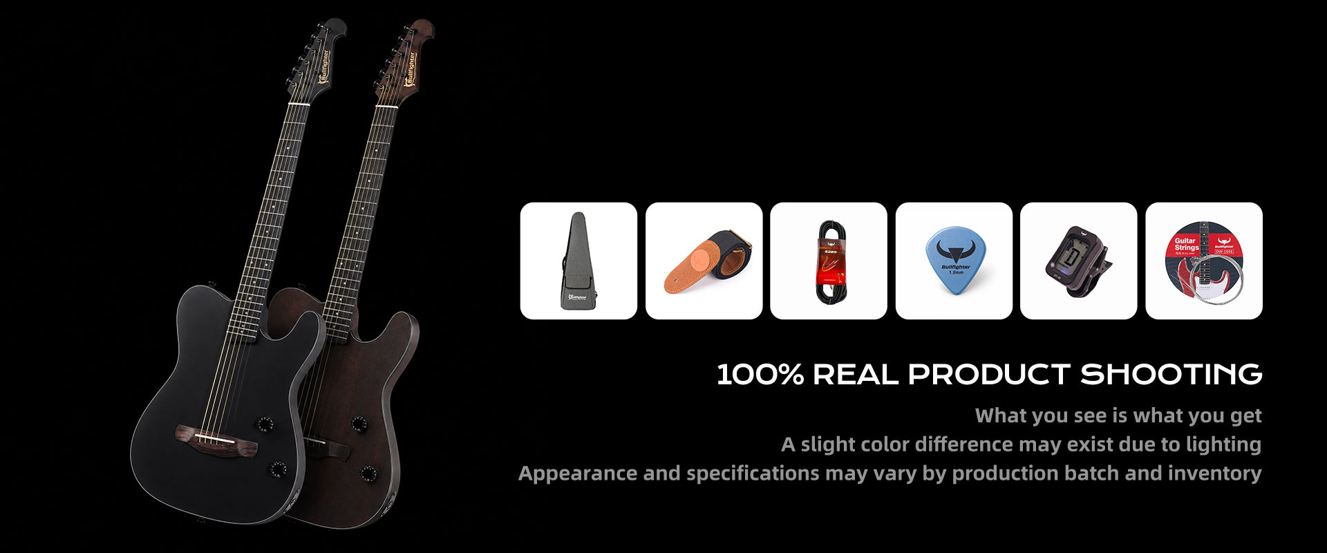 100% real shot of Bullfighter K6 silent acoustic electric guitar
